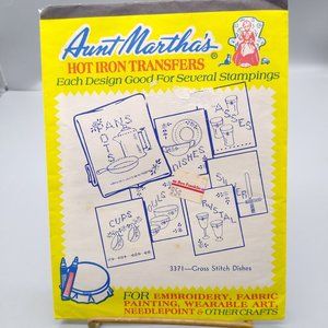 Vintage Aunt Martha's Hot Iron Transfers 3371 UNUSED Cross Stitch Dishes